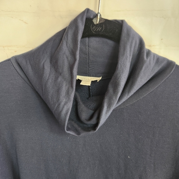 Garnet Hill Turtleneck Preppy Fall Work Casual Knit Midi Dress Navy Blue Medium - Picture 5 of 12